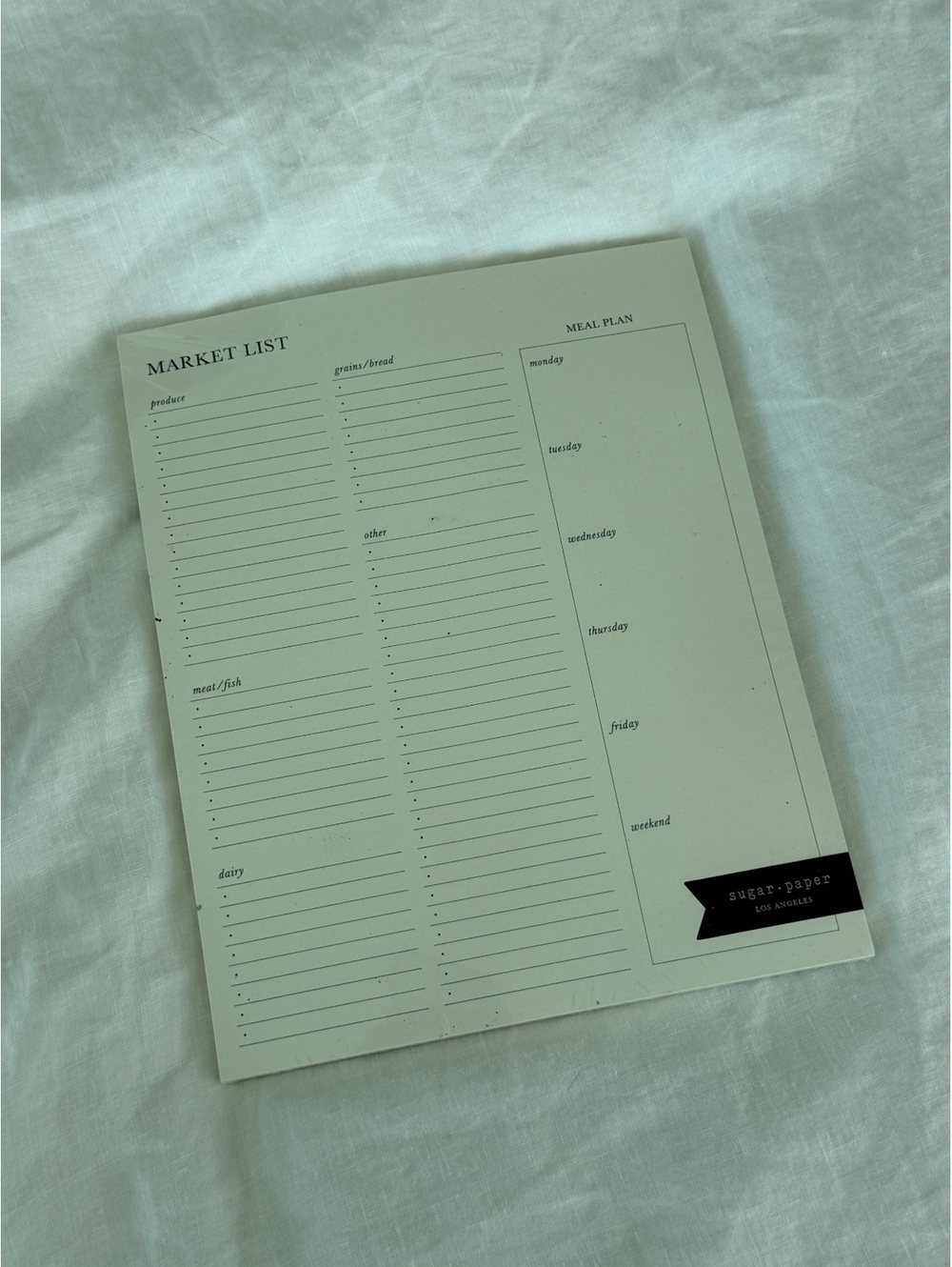 NIP Sugar Paper Market List Meal Planning Notepad
